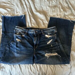 American Eagle Distressed, Wide Leg Cropped Jeans